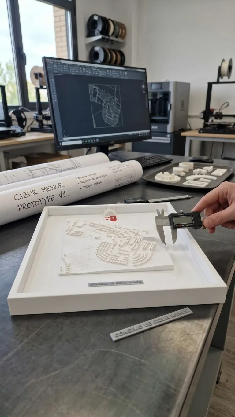 Cuadro con mapa topográfico en relieve