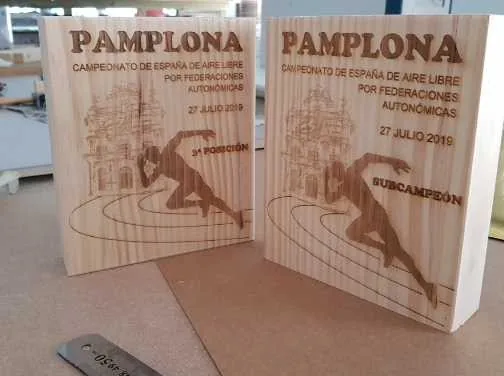 Trofeo personalizado en madera - conjunto