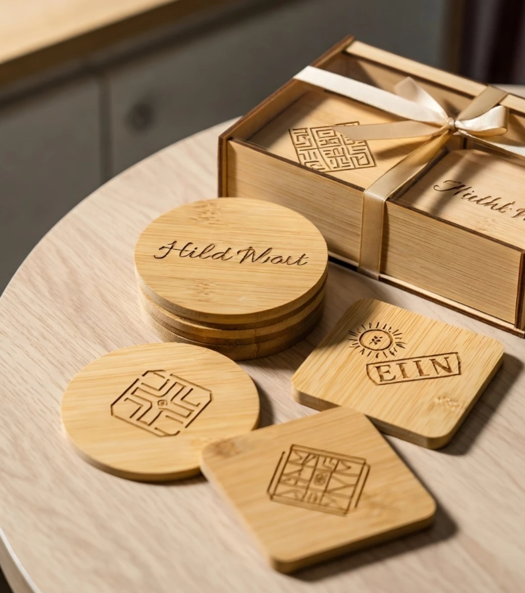 [TOV-COC-POSAVASOS-BAMBU] Pack de posavasos de bambú personalizados