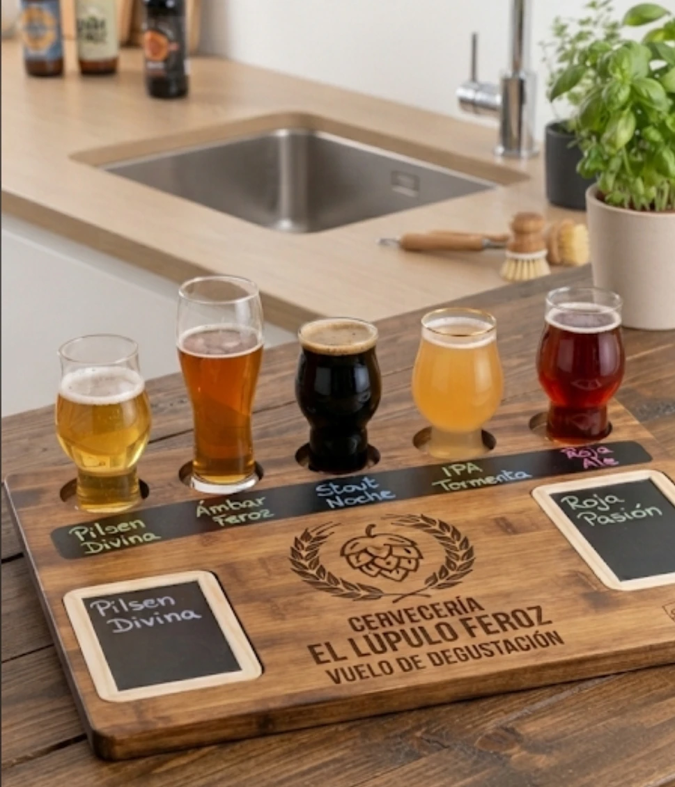 [TOV-COC-0016] Bandeja de degustación para cervezas artesanas personalizada